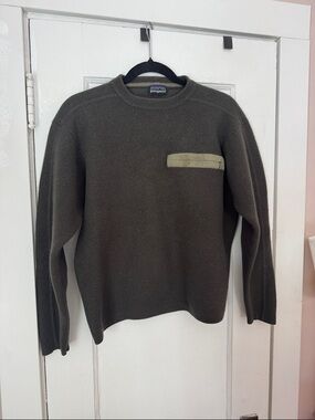 Patagonia Women’s Beautiful Boiled Wool Fleece Crewneck Sweater in Olive